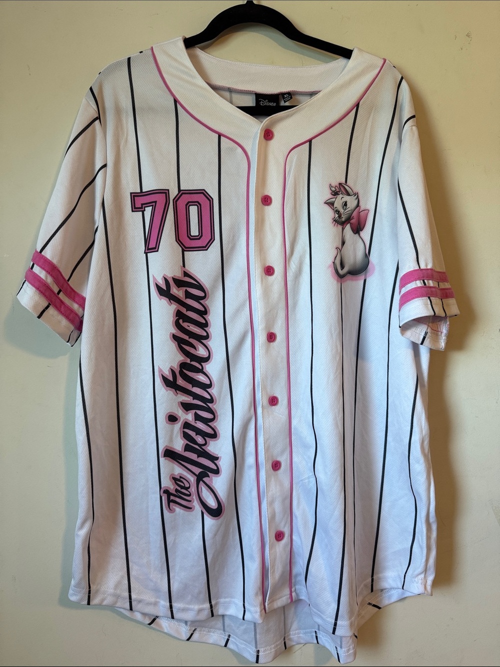 Disney Marie White & Pink The Aristocats Baseball Jersey for women
